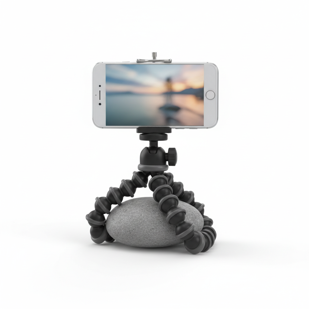 Flexible octopus mini tripod holding a smartphone